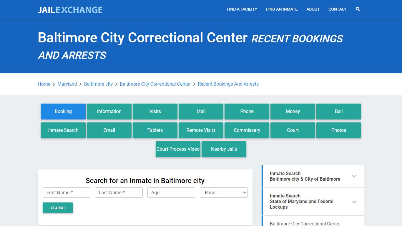 Baltimore City Correctional Center Recent Bookings And Arrests